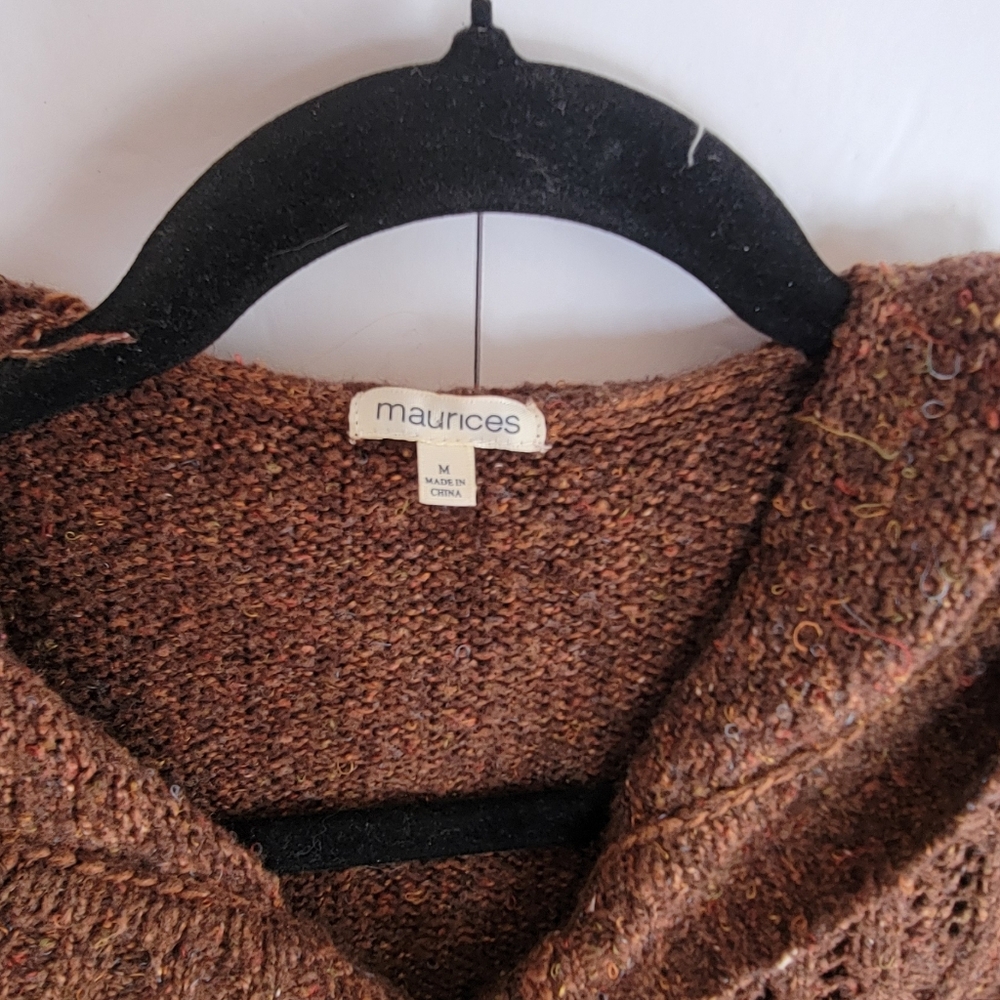 Maurices Brown Knit Hooded Cardigan Sweater Button Front Size M - Picture 5 of 11